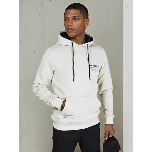 Bluza męska z kapturem jasnoszara Dstreet BX5691 ze sklepu DSTREET.PL w kategorii Bluzy męskie - zdjęcie 178264259