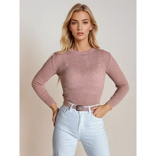 Sweter damski AURINA jasnoróżowy Dstreet MY1387 ze sklepu DSTREET.PL w kategorii Swetry damskie - zdjęcie 178264287