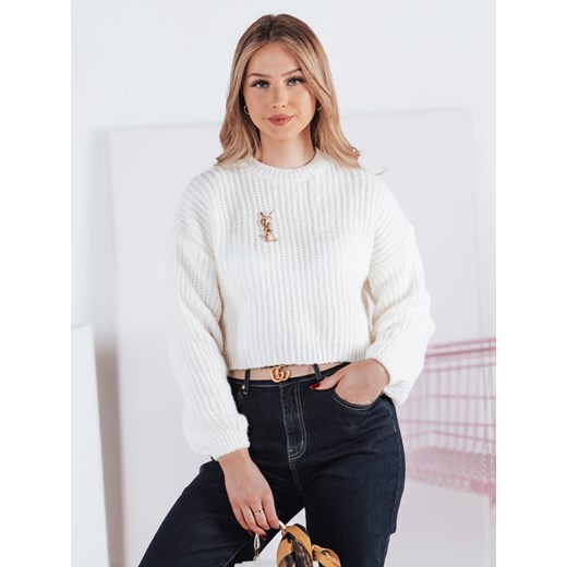 Sweter damski oversize BILLIS ecru Dstreet MY2284 ze sklepu DSTREET.PL w kategorii Swetry damskie - zdjęcie 178264288