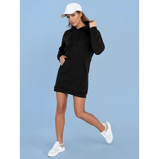 Bluza damska długa z kapturem oversize TIMMY czarna Dstreet EY2558 ze sklepu DSTREET.PL w kategorii Sukienki - zdjęcie 178264289