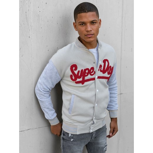 Bluza męska rozpinana ecru Dstreet BX5445 ze sklepu DSTREET.PL w kategorii Bluzy męskie - zdjęcie 178264349