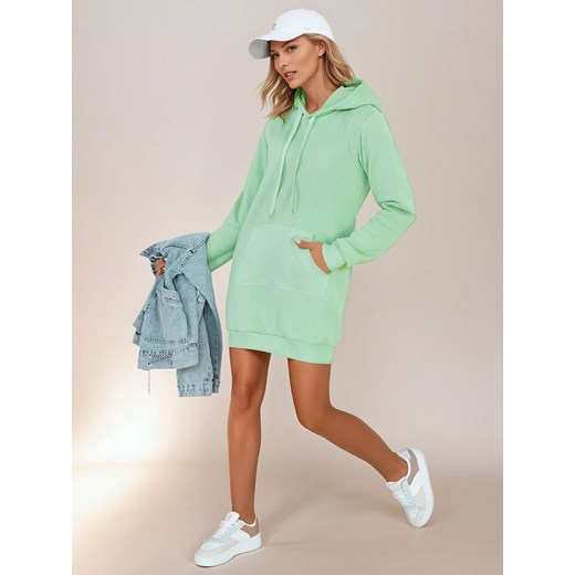 Bluza damska długa z kapturem oversize TIMMY miętowa Dstreet EY2561 ze sklepu DSTREET.PL w kategorii Sukienki - zdjęcie 178264386