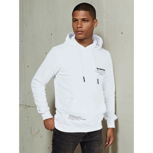 Bluza męska z kapturem biała Dstreet BX5686 ze sklepu DSTREET.PL w kategorii Bluzy męskie - zdjęcie 178264399