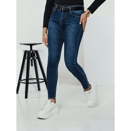Spodnie damskie jeansowe skinny DIVETTI granatowe Dstreet UY2330 ze sklepu DSTREET.PL w kategorii Jeansy damskie - zdjęcie 178264448