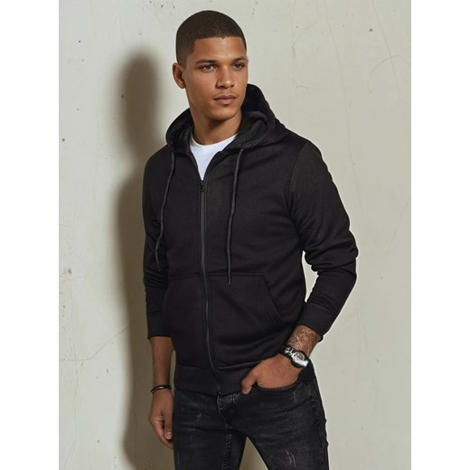 Bluza męska rozpinana z kapturem czarna Dstreet BX5644 ze sklepu DSTREET.PL w kategorii Bluzy męskie - zdjęcie 178264525