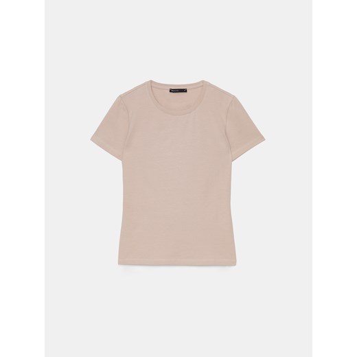 Mohito - Beżowy t-shirt z bawełny - beżowy Mohito XS Mohito