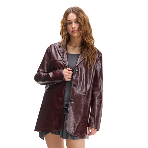 Cropp - Kurtka oversize z imitacji skóry - czerwony ze sklepu Cropp w kategorii Kurtki damskie - zdjęcie 178268027