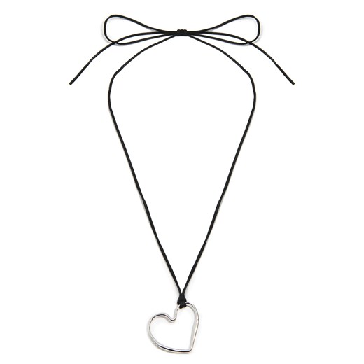 Cropp - Naszyjnik na rzemyku z zawieszką serca - srebrny Cropp Uniwersalny Cropp