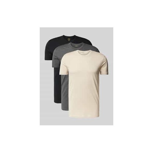 T-shirt z okrągłym prążkowanym dekoltem w zestawie 3 szt. ze sklepu Peek&Cloppenburg  w kategorii Podkoszulki męskie - zdjęcie 178273739