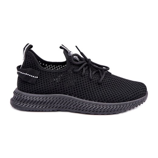 Siateczkowe Wsuwane Buty Sportowe Damskie Czarne ze sklepu ButyModne.pl w kategorii Buty sportowe damskie - zdjęcie 178274759