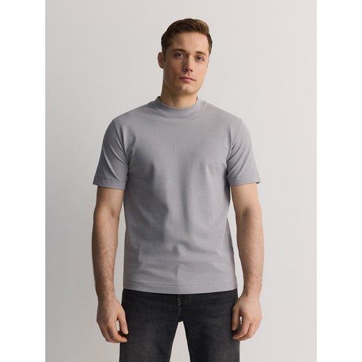 Reserved - Bawełniany t-shirt regular - jasnoszary ze sklepu Reserved w kategorii T-shirty męskie - zdjęcie 178276098