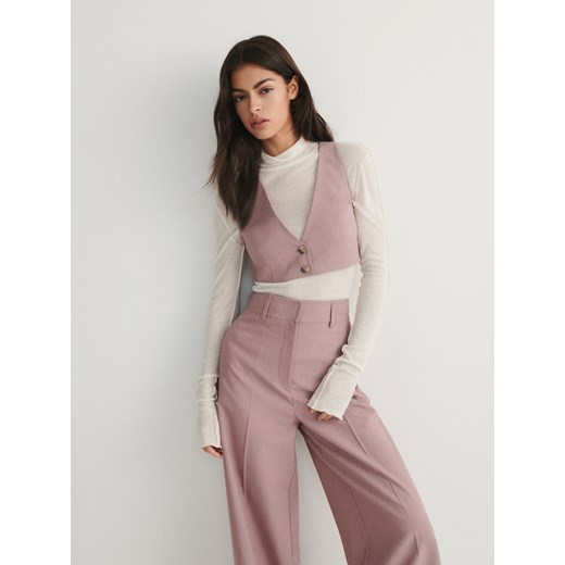 Reserved - Garniturowa kamizelka - brudny róż ze sklepu Reserved w kategorii Kamizelki damskie - zdjęcie 178277405