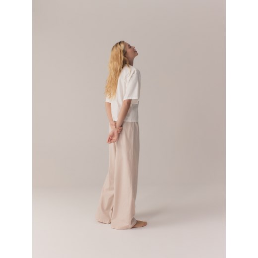 Reserved - Dwuczęściowa piżama z nadrukiem - brązowy Reserved S Reserved