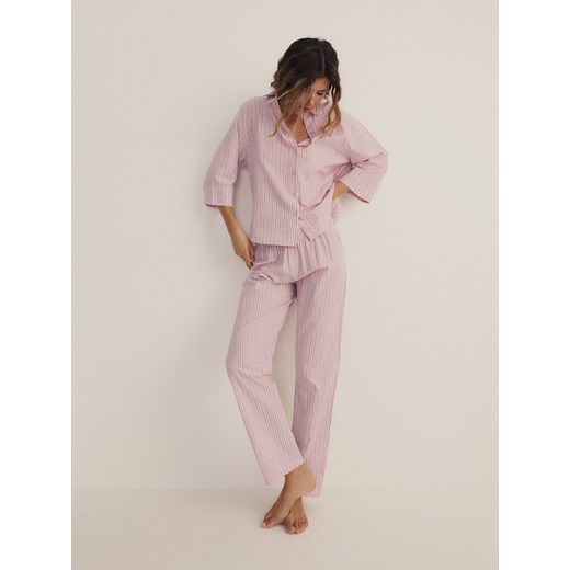 Reserved - Dwuczęściowa piżama z bawełny - różowy ze sklepu Reserved w kategorii Piżamy damskie - zdjęcie 178278507