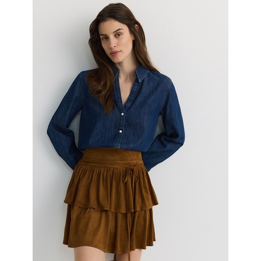 Reserved - Spódnica mini z wiązaniem - brązowy Reserved M Reserved