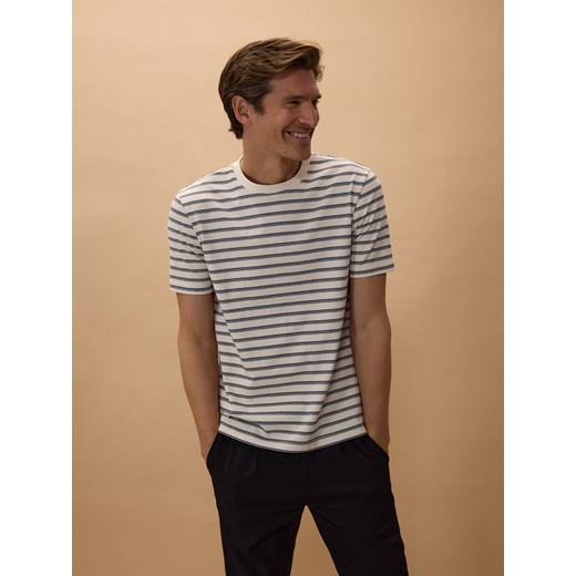 Reserved - T-shirt regular w paski - beżowy Reserved XL Reserved