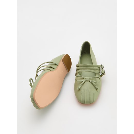 Reserved - Baleriny z paskami - limonkowy Reserved 35 Reserved