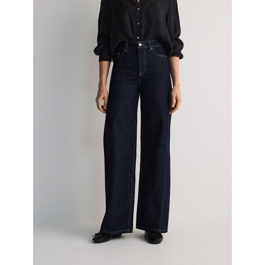 Reserved - Jeansy wide leg - granatowy ze sklepu Reserved w kategorii Jeansy damskie - zdjęcie 178279695