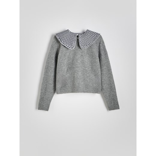 Reserved - Sweter z dekoracyjnym kołnierzem - jasnoszary ze sklepu Reserved w kategorii Swetry damskie - zdjęcie 178279895
