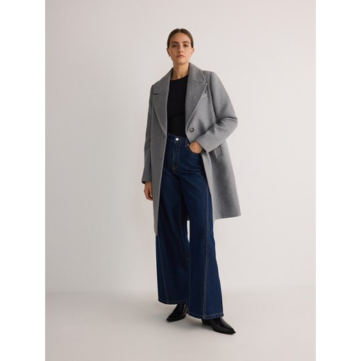 Reserved - Płaszcz z domieszką wełny - ciemnoszary Reserved XS wyprzedaż Reserved