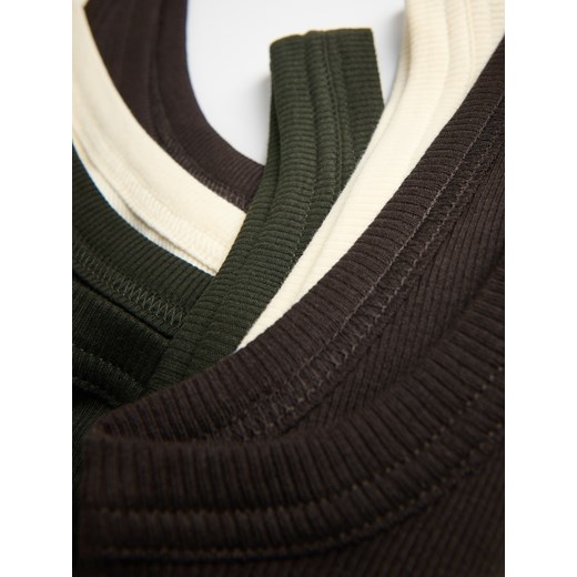 Reserved - Bawełniany top na ramiączkach - ciemnozielony Reserved S Reserved