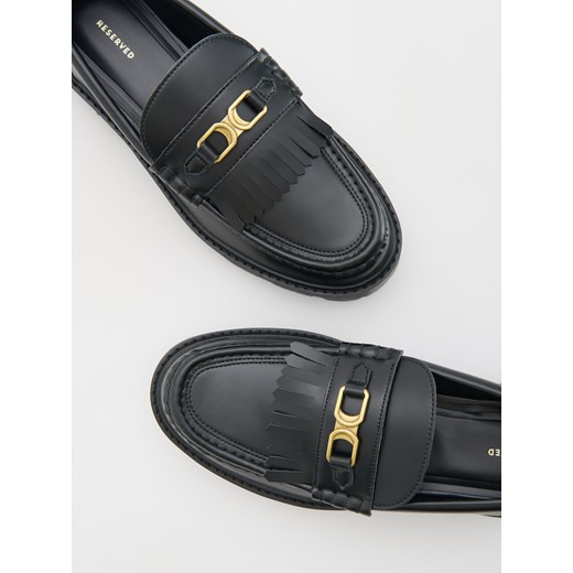Reserved - Skórzane loafersy na traktorowej podeszwie - czarny Reserved 38 Reserved