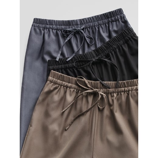 Reserved - Szerokie spodnie z wiązaniem - jasnoszary Reserved M Reserved