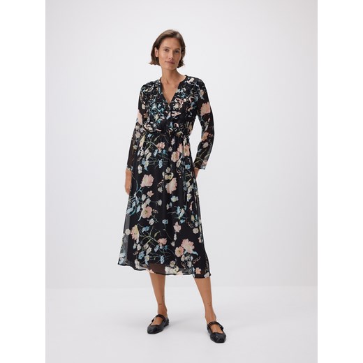Reserved - Wzorzysta sukienka z wiązaniem - wielobarwny Reserved S Reserved