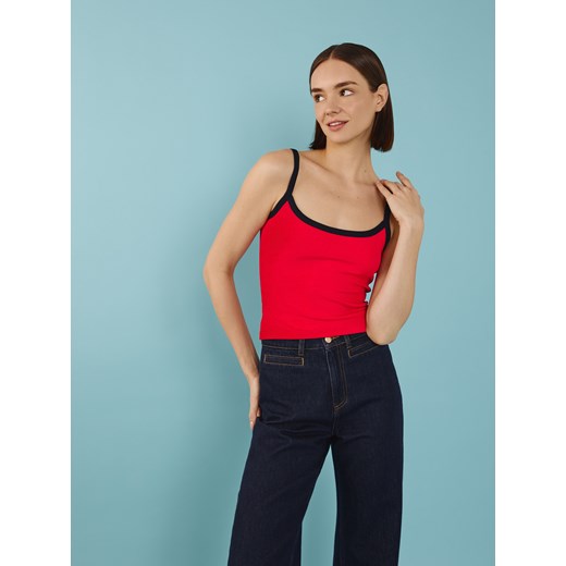 Reserved - Top z kontrastową lamówką - czerwony Reserved L Reserved