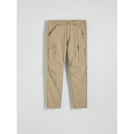 Reserved - Spodnie cargo slim fit - beżowy Reserved L Reserved okazja