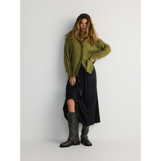 Reserved - Satynowa spódnica maxi - czarny ze sklepu Reserved w kategorii Spódnice - zdjęcie 178285619