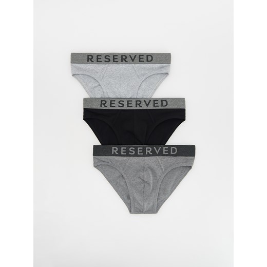 Reserved - Bawełniane slipy 3 pack - ciemnoszary ze sklepu Reserved w kategorii Majtki męskie - zdjęcie 178287226