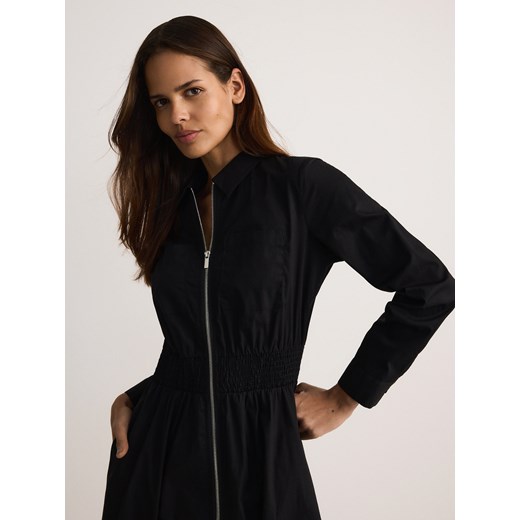 Reserved - Bawełniana sukienka maxi z kołnierzykiem - czarny Reserved L Reserved