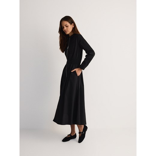 Reserved - Bawełniana sukienka maxi z kołnierzykiem - czarny Reserved XL Reserved