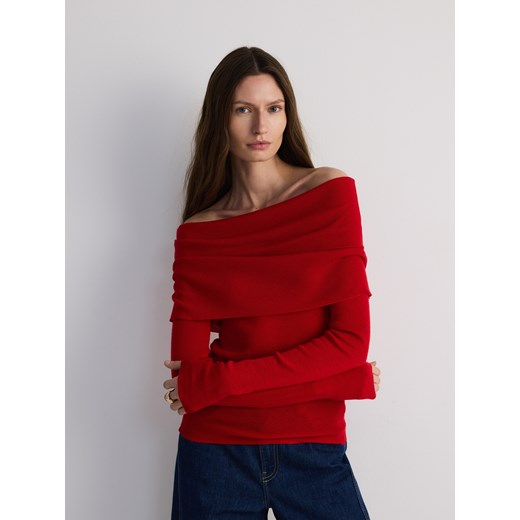 Reserved sweter damski wełniany z okrągłym dekoltem casualowy