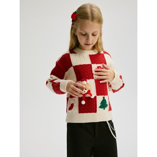 Reserved - Świąteczny sweter z aplikacją - wielobarwny ze sklepu Reserved w kategorii Swetry dziewczęce - zdjęcie 178287869