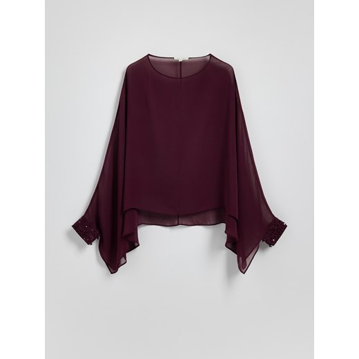 Reserved - Ponczo z cekinami - mahoniowy Reserved L/XL Reserved