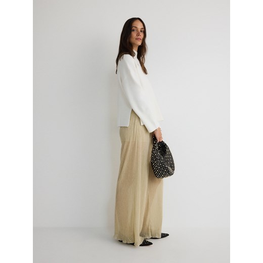 Reserved - Spodnie wide leg - kremowy ze sklepu Reserved w kategorii Spodnie damskie - zdjęcie 178289348
