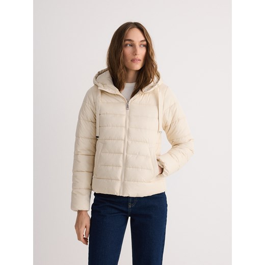 Reserved - Pikowana kurtka z kapturem - kremowy Reserved L Reserved