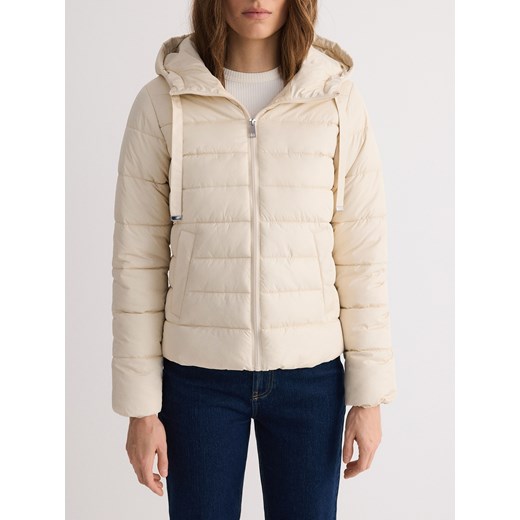 Reserved - Pikowana kurtka z kapturem - kremowy Reserved S Reserved