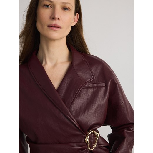 Reserved - Kurtka z asymetrycznym zapięciem - burgundowy Reserved M Reserved