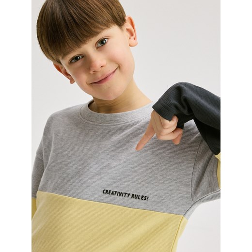 Reserved - Strukturalny longsleeve - jasnoszary Reserved 122 (6-7 lat) Reserved