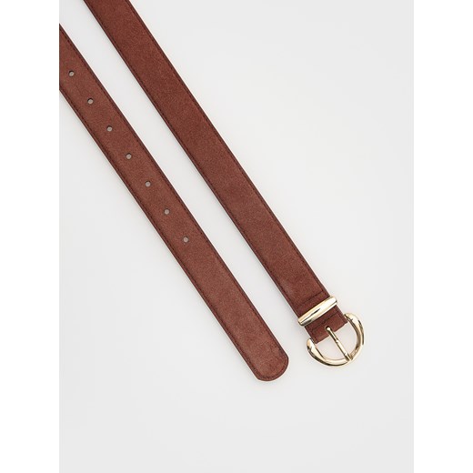 Reserved - Zamszowy pasek z klamrą - brązowy Reserved M Reserved