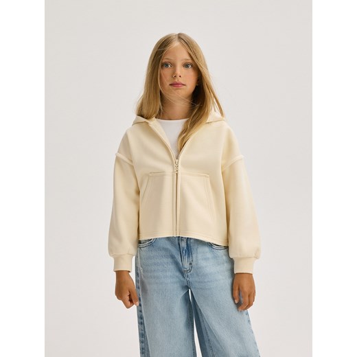 Reserved - Bluza z kapturem - kremowy ze sklepu Reserved w kategorii Bluzy dziewczęce - zdjęcie 178291096