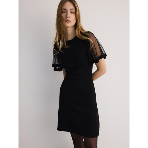 Reserved - Sukienka z dekoracyjnymi rękawami - czarny Reserved L okazja Reserved