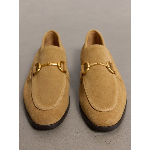 Reserved - Skórzane loafersy - beżowy ze sklepu Reserved w kategorii Półbuty damskie - zdjęcie 178292458