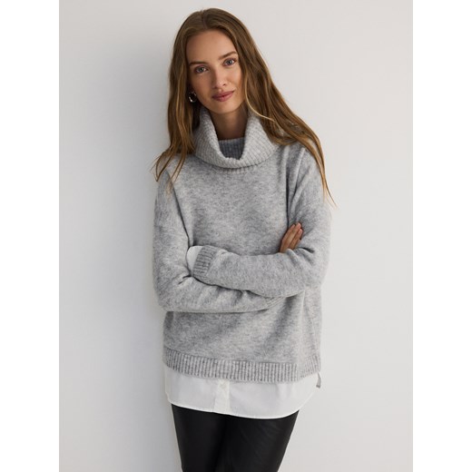 Reserved - Sweter z golfem - jasnoszary ze sklepu Reserved w kategorii Swetry damskie - zdjęcie 178292858