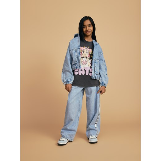 Reserved - Jeansy wide leg z lampasami - niebieski Reserved 122 (6-7 lat) Reserved