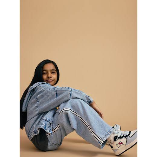 Reserved - Jeansy wide leg z lampasami - niebieski Reserved 140 (9 lat) Reserved