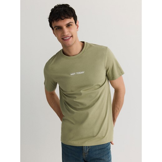 Reserved - T-shirt regular z nadrukiem - jasnozielony ze sklepu Reserved w kategorii T-shirty męskie - zdjęcie 178293365